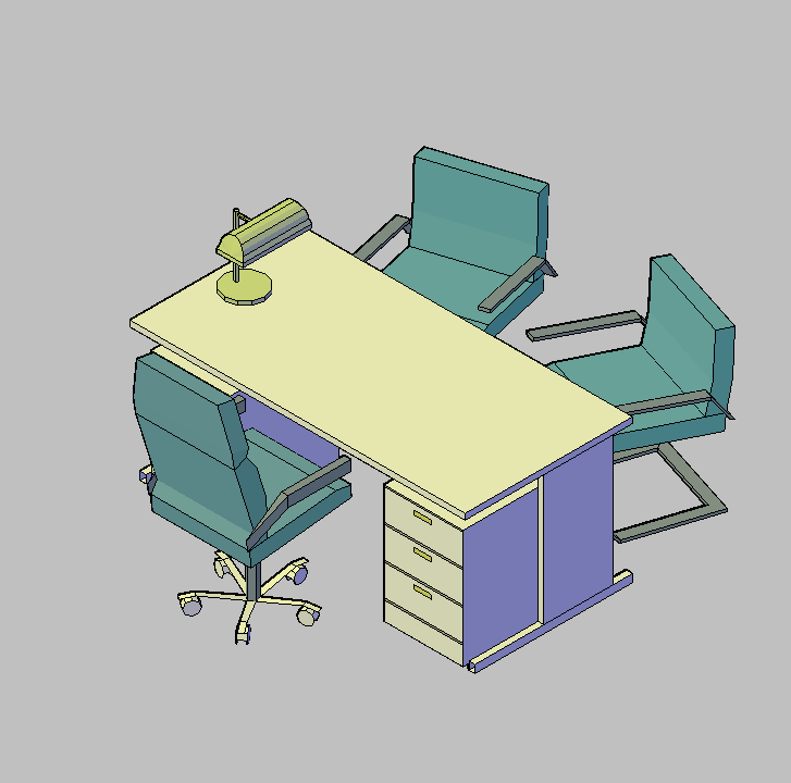 Bloque Autocad Vista de Mesa despacho 03 en 3D